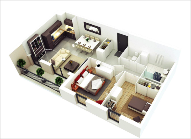 10+ mẫu thiết kế nội thất căn hộ chung cư 60m2 đẹp tuyệt vời
