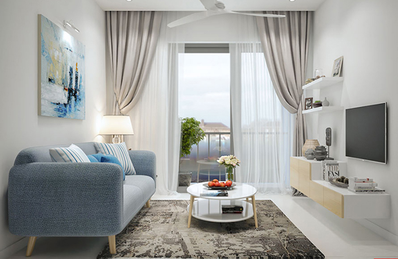 Thiết kế nội thất căn hộ chung cư 100m2 cho phòng khách sang trọng