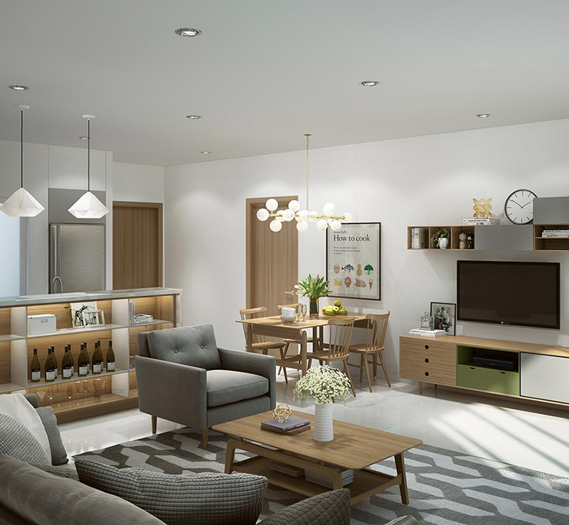Thiết kế nội thất chung cư đẹp 100m2 cho phòng khách