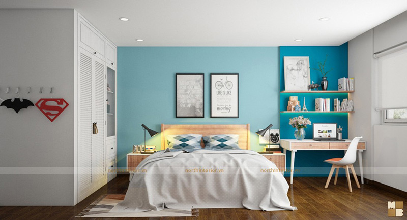 Phòng ngủ bé trai trong mẫu thiết kế nội thất phong cách Scandinavian