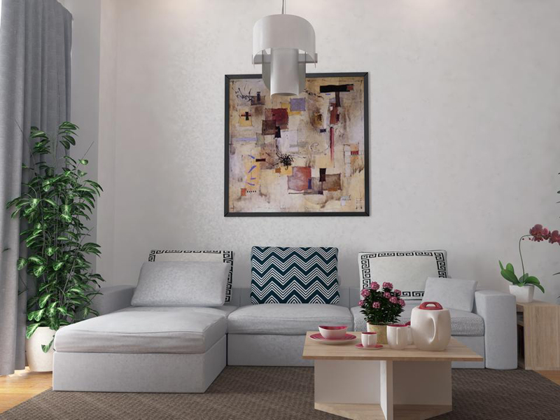 Gối tựa kết hợp với bộ sofa tạo điểm nhấn ấn tượng cho căn hộ