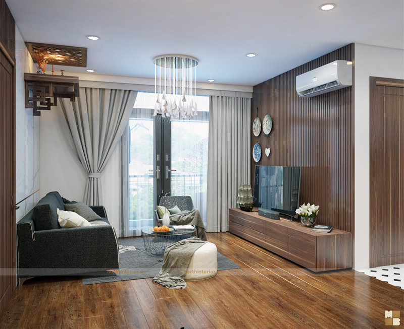 Thiết kế nội thất chung cư green stars - phòng khách đẹp