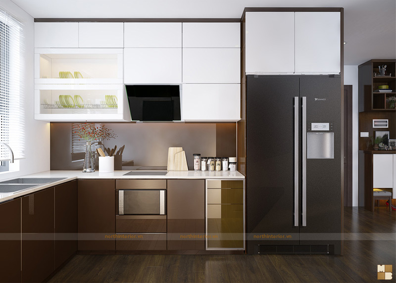 Thiết kế nội thất chung cư Thanh Hà - mẫu tủ bếp đẹp