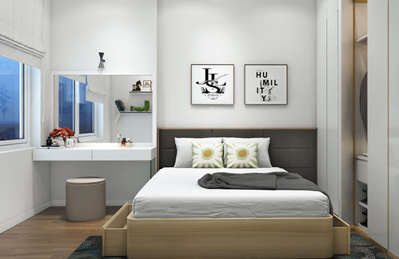Phòng ngủ đẹp cho bố mẹ trong thiết kế nội thất căn hộ chung cư 100m2