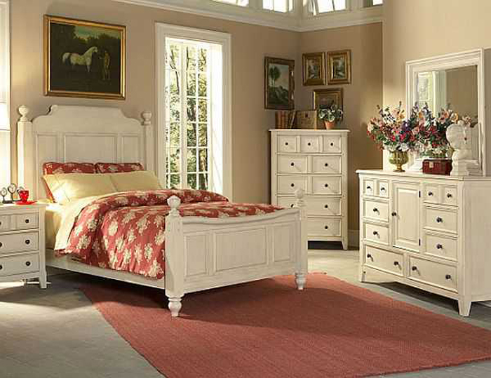 trang trí phòng ngủ theo phong cách vintage với tông màu trắng