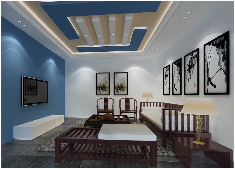 3 cách phối màu cho trần thạch cao phòng khách, phòng ngủ chung cư