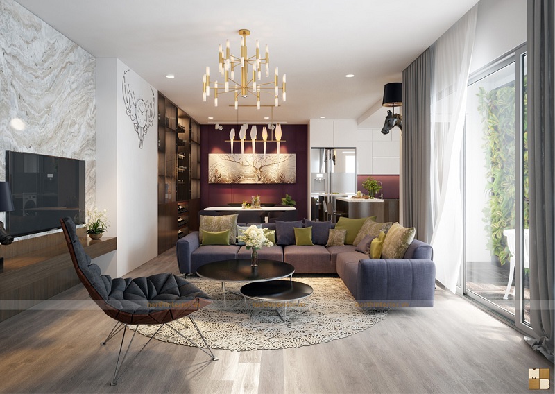 Thiết kế nội thất căn hộ chung cư đẹp - phòng khách ecolife capital