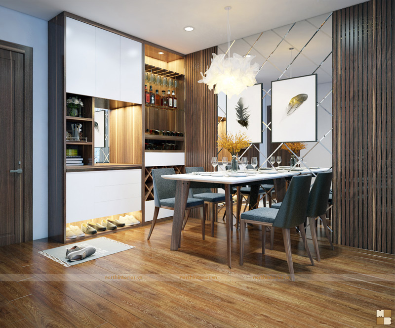 Thiết kế nội thất chung cư green stars - phòng bếp