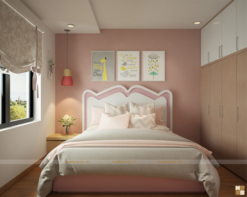 Thiết kế nội thất chung cư Thanh Hà - phòng ngủ con gái