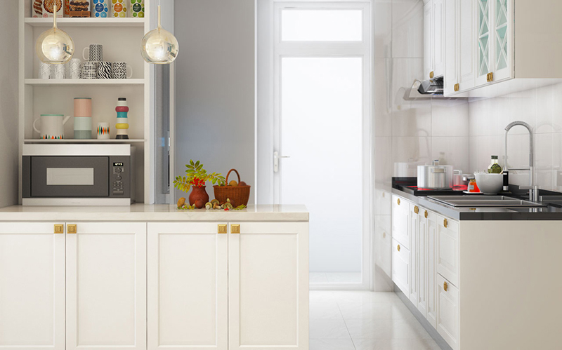 Tủ bếp màu trắng đẹp và sang trọng với bề mặt bóng mượt