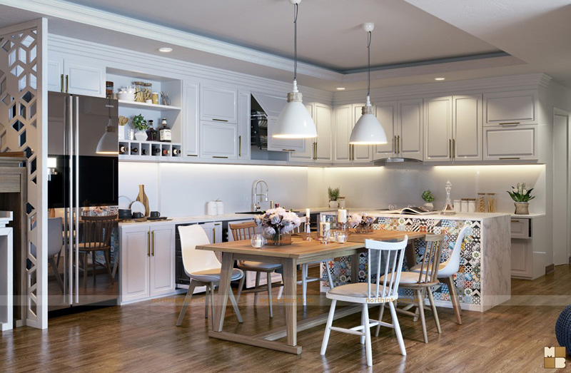 Đơn giá hoàn thiện căn hộ chung cư cao cấp 100m2 ưu đãi nhất 2018 - phòng bếp