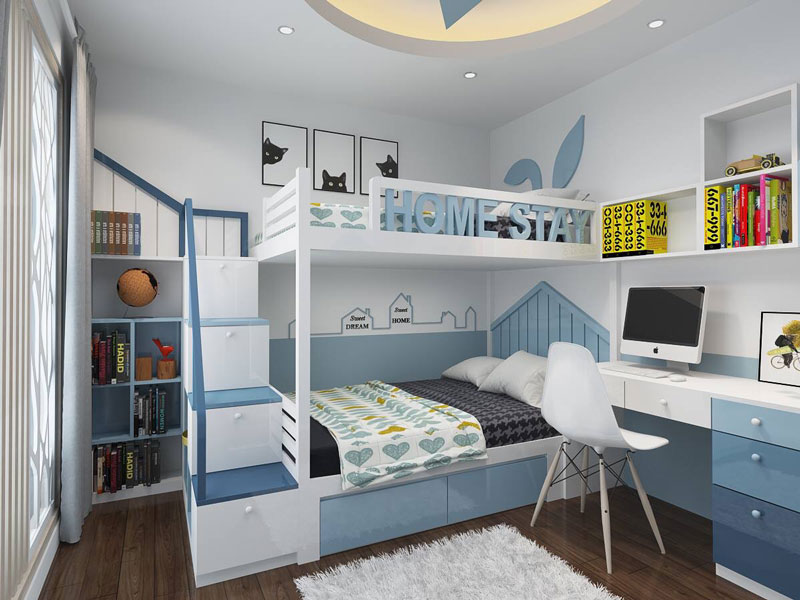 Mẫu phòng ngủ giường tầng đẹp ấm áp cho bố mẹ