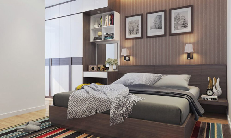 Phòng ngủ bố mẹ mẫu thiết kế nội thất căn hộ 100m2 đẹp cao cấp lịch lãm và tinh tế