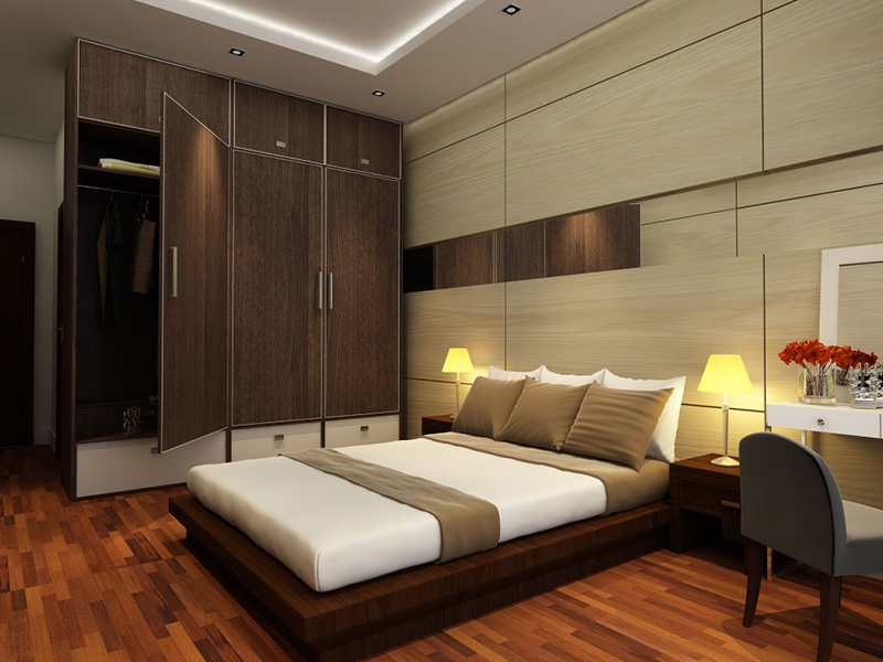 Không gian phòng ngủ nhỏ xinh với nội thất gỗ tự nhiên