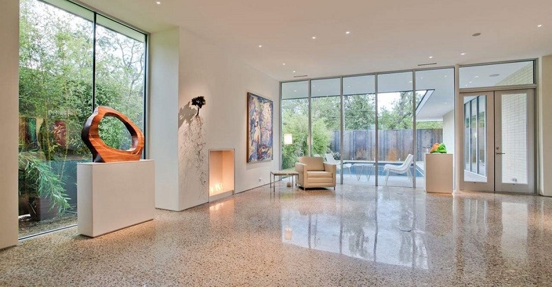 Mẫu thiết kế sàn nhà bê tông hiện đại giúp không gian trở nên thoáng đãng và rộng rãi hơn
