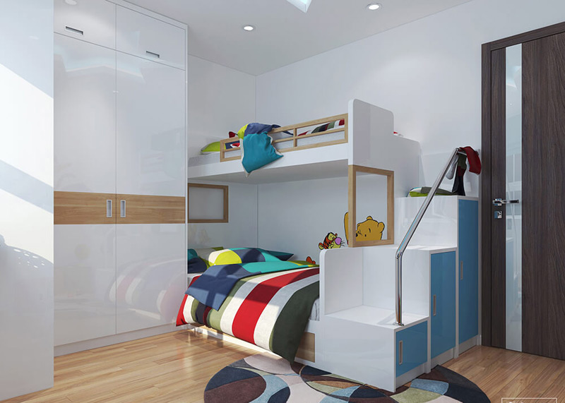 Phòng ngủ con trai mẫu thiết kế nội thất căn hộ 100m2 đẹp cao cấp lịch lãm và tinh tế