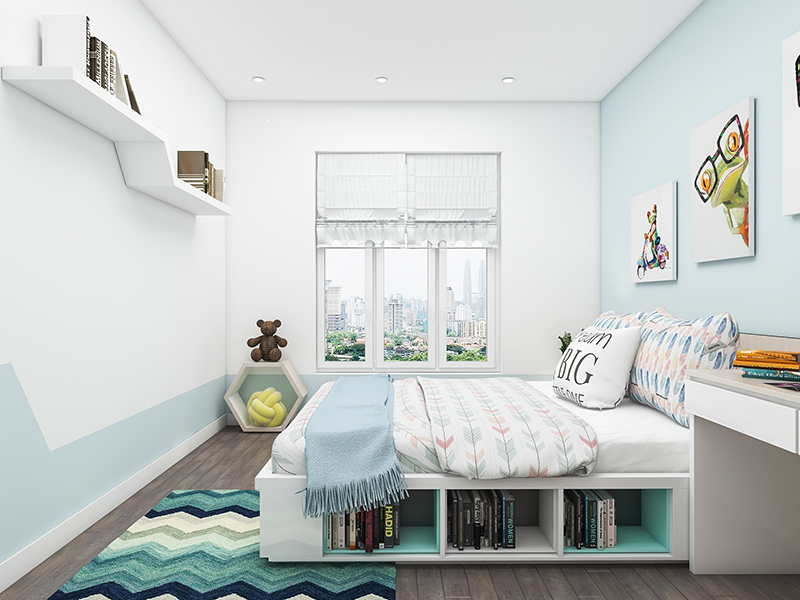 Thiết kế nội thất chung cư hiện đại cho phòng ngủ bé trai