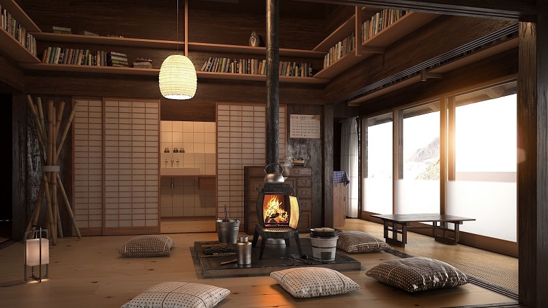 Thiết kế phòng khách kiểu Nhật sang trọng tinh tế