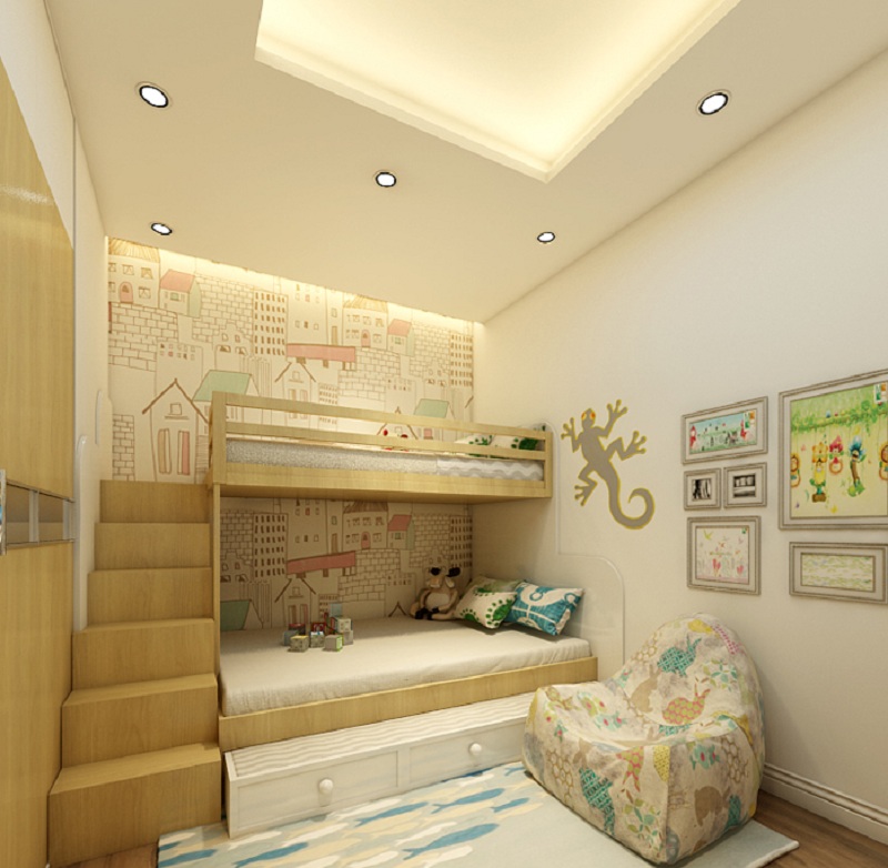 Thiết kế phòng ngủ con trai căn hộ 76m2 3 phòng ngủ