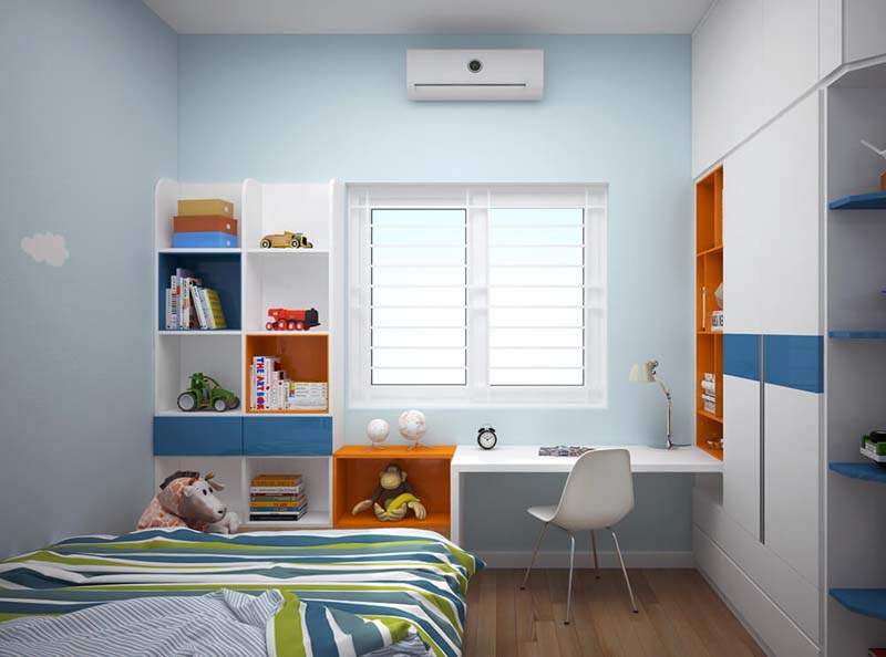 Phòng ngủ nhỏ sống động đầy màu sắc dành cho bé trai