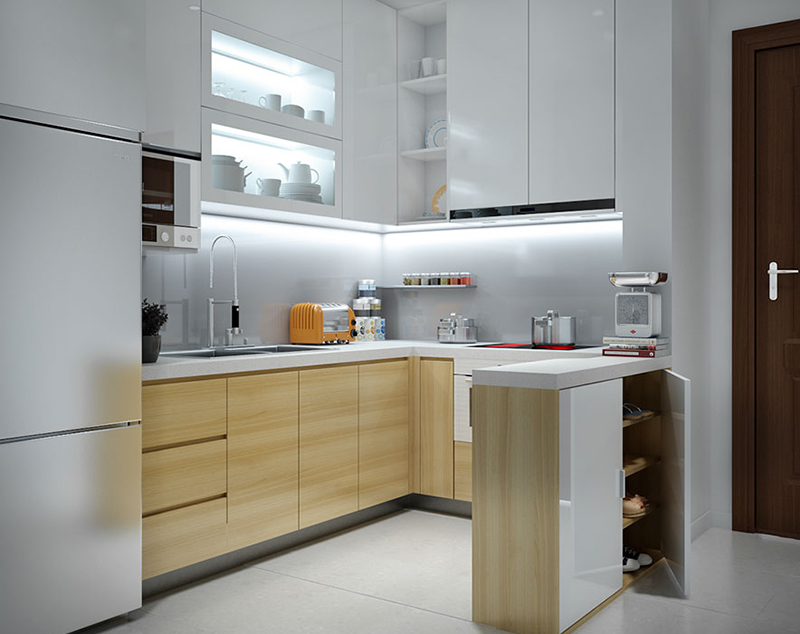 Thiết kế nội thất chung cư 86m2 Tràng An - không gian bếp