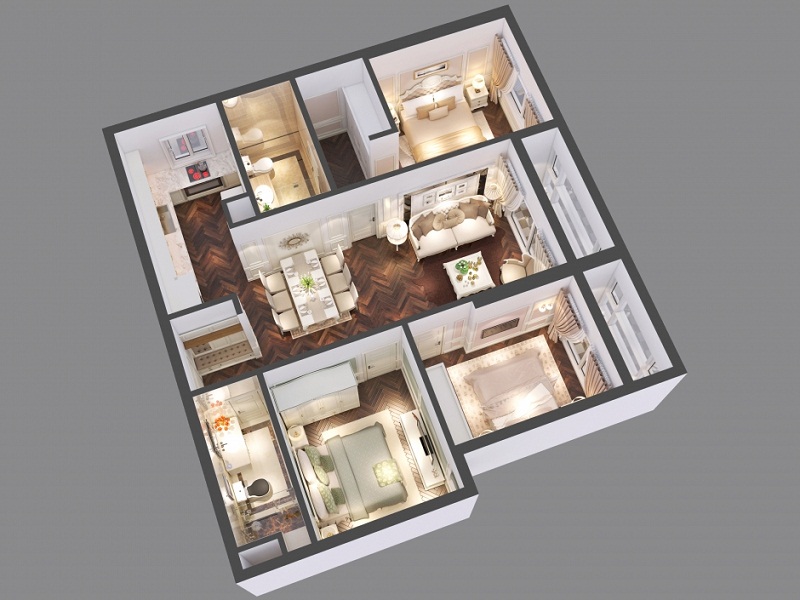 Thiết kế nội thất chung cư 60m2 đẹp và tiết kiệm chi phí