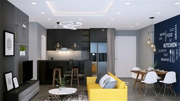 Thiết kế bố trí nội thất căn hộ chung cư 80m2 2 phòng ngủ sang trọng