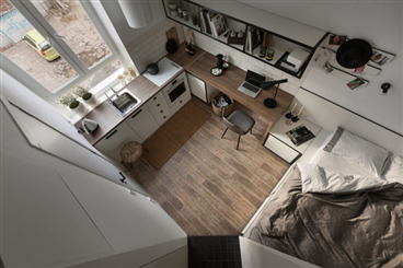Thiết kế căn hộ thông minh 50m2 đẹp hiện đại với tông màu nâu trắng