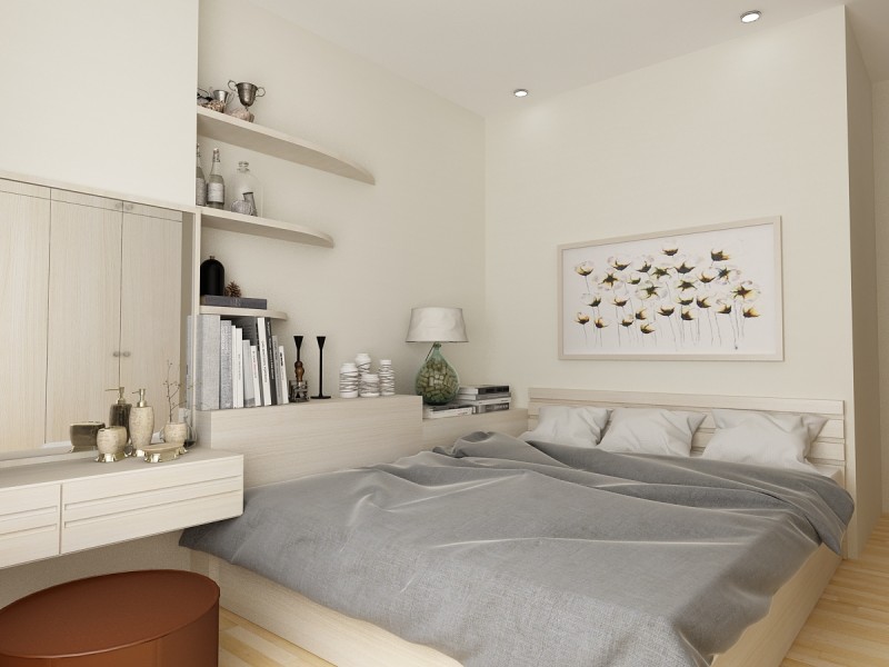 Thiết kế căn hộ 40m2 2 phòng ngủ cho phòng ngủ master ấm áp