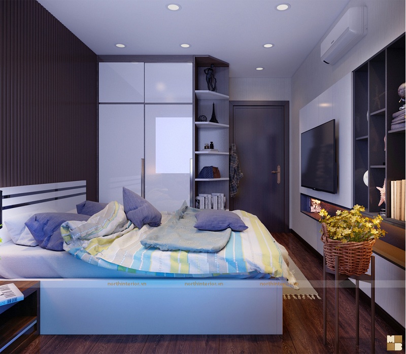 Mẫu thiết kế chung cư 3 phòng ngủ căn hộ 100m2 tại Goldmark City đậm chất “nghệ” - Phòng ngủ con trai