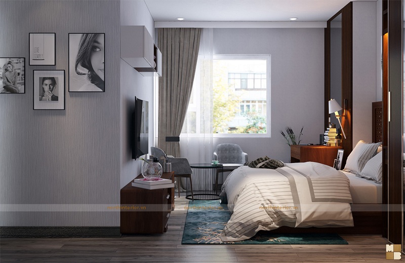 Mẫu thiết kế căn hộ chung cư 3 phòng ngủ diện tích 120m2 phong cách tân cổ điển tại Ecolife Capitol - Phòng ngủ master