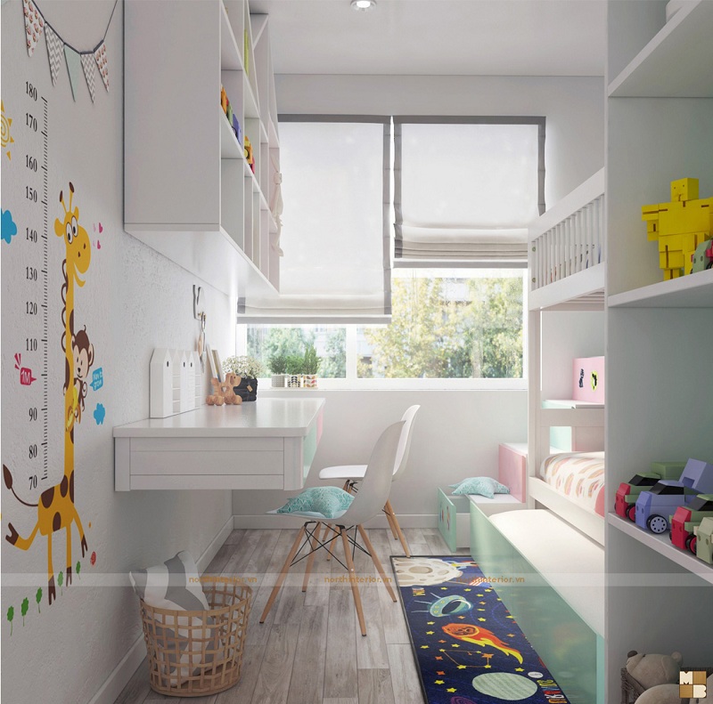 Mẫu thiết kế căn hộ chung cư 3 phòng ngủ diện tích 120m2 phong cách tân cổ điển tại Ecolife Capitol - Phòng ngủ cho trẻ em dưới 10 tuổi