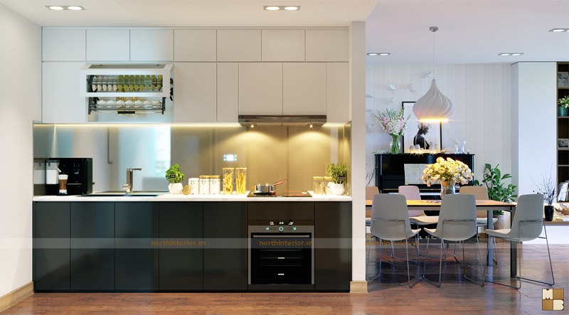 Mẫu thiết kế chung cư 3 phòng ngủ căn hộ 100m2 tại Goldmark City đậm chất “nghệ” - Phòng bếp