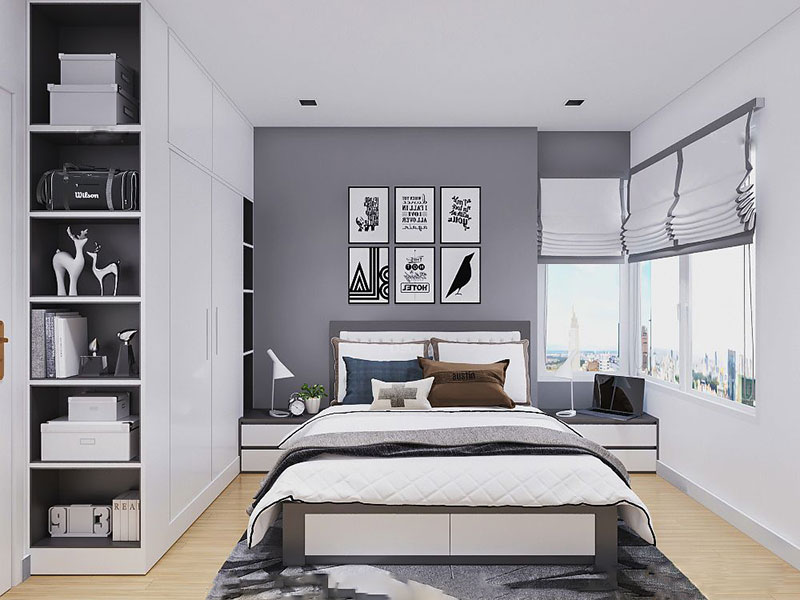 Thiết kế căn hộ chung cư 60m2 2 phòng ngủ cho phòng ngủ master
