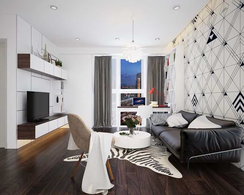 3 mẫu thiết kế nội thất căn hộ 80m2 đẹp hiện đại nhất năm 2018 - H1