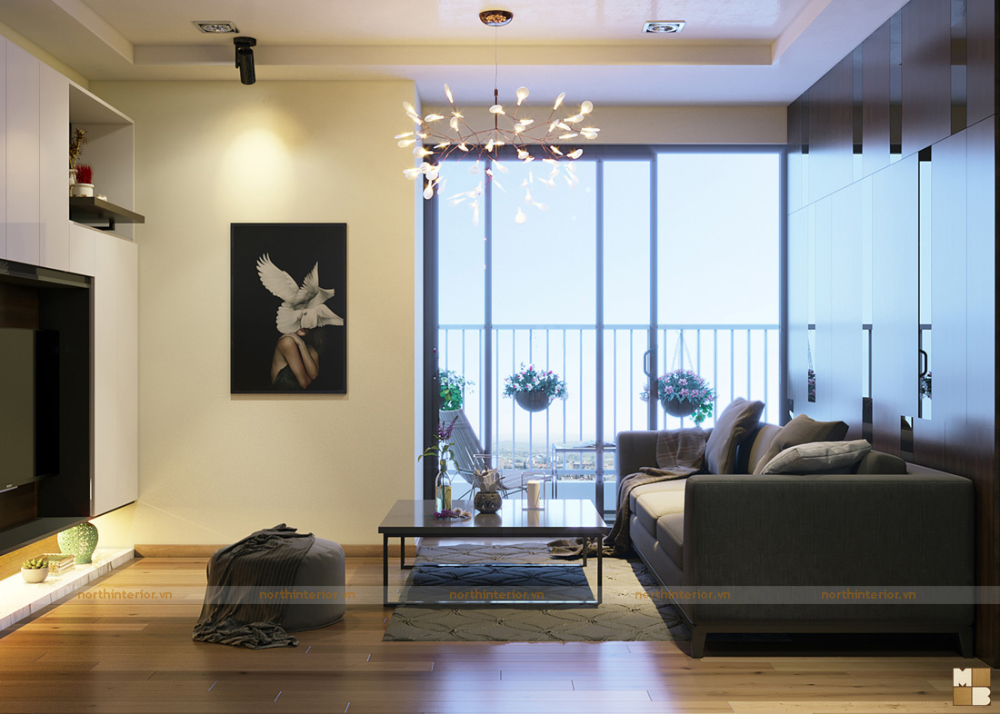 Mẫu thiết kế căn hộ chung cư 70m2 Ecolife với không gian sống thoải mái và tiện nghi - H1