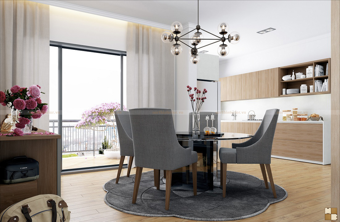 Thiết kế nội thất chung cư 60m2 mang đến không gian bếp tiện nghi
