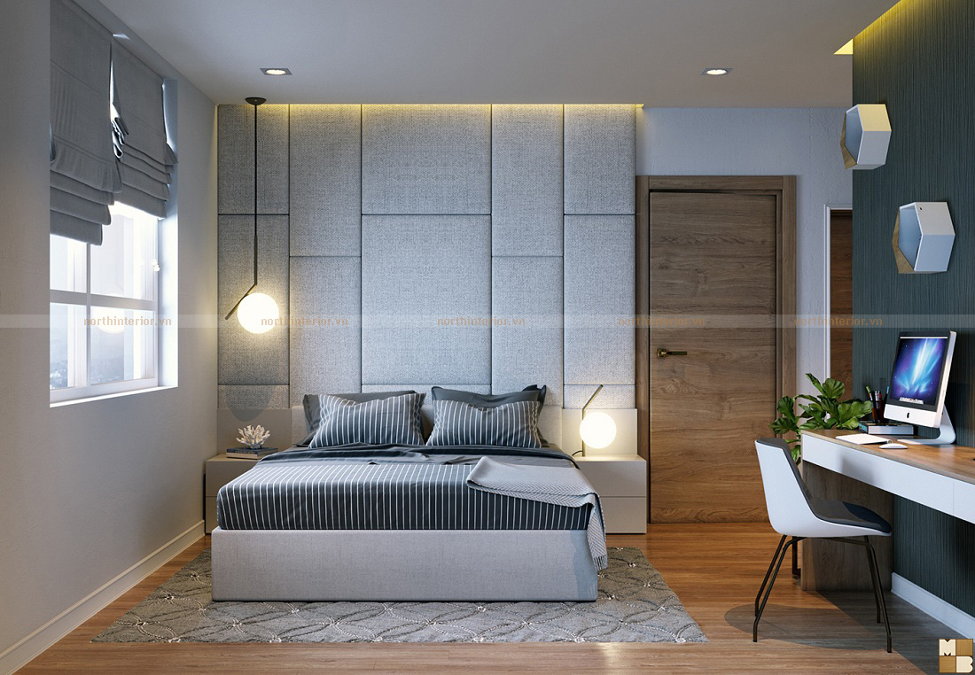 Thiết kế nội thất chung cư Dream Town không gian phòng ngủ tối giản