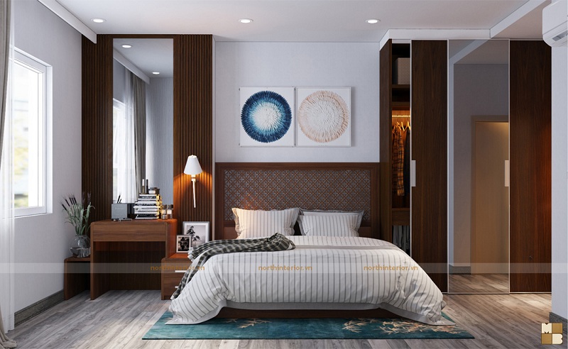 Thiết kế nội thất chung cư tân cổ điển căn hộ Ecolife Capital 120m2 - Phòng ngủ master