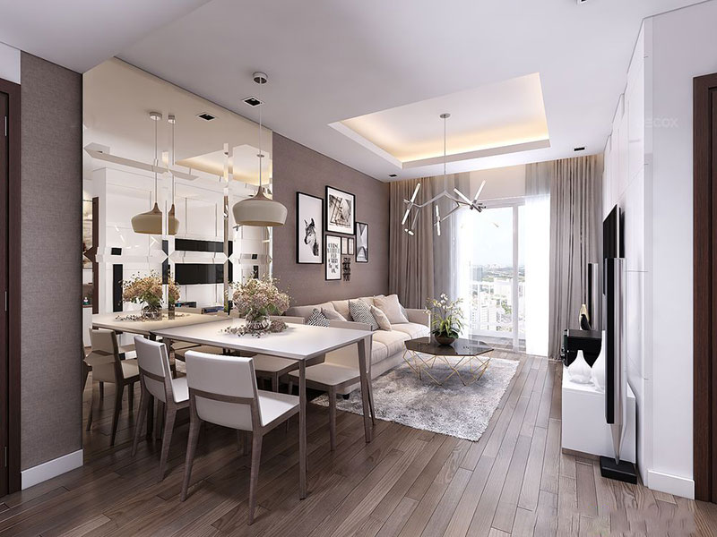 Thiết kế nội thất chung cư 60m2 lựa chọn mẫu bàn ăn sang trọng