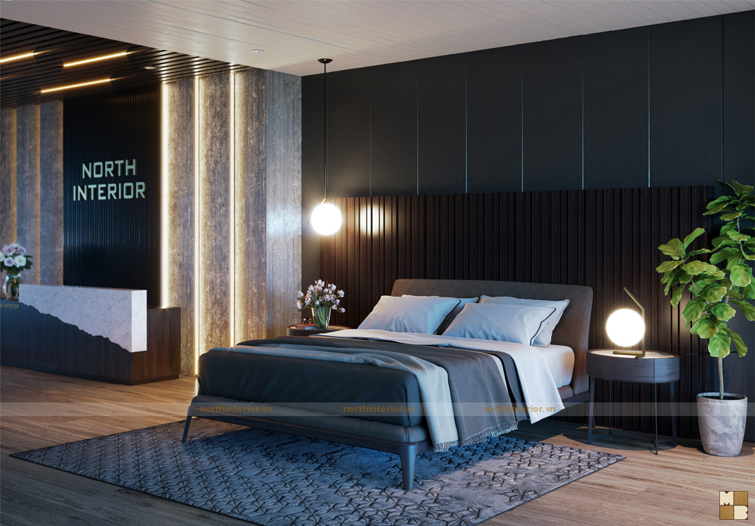 Showroom trưng bày thiết kế nội thất chung cư cao cấp tại Long Biên - Phòng ngủ 1: sang trọng và tinh tế - H1