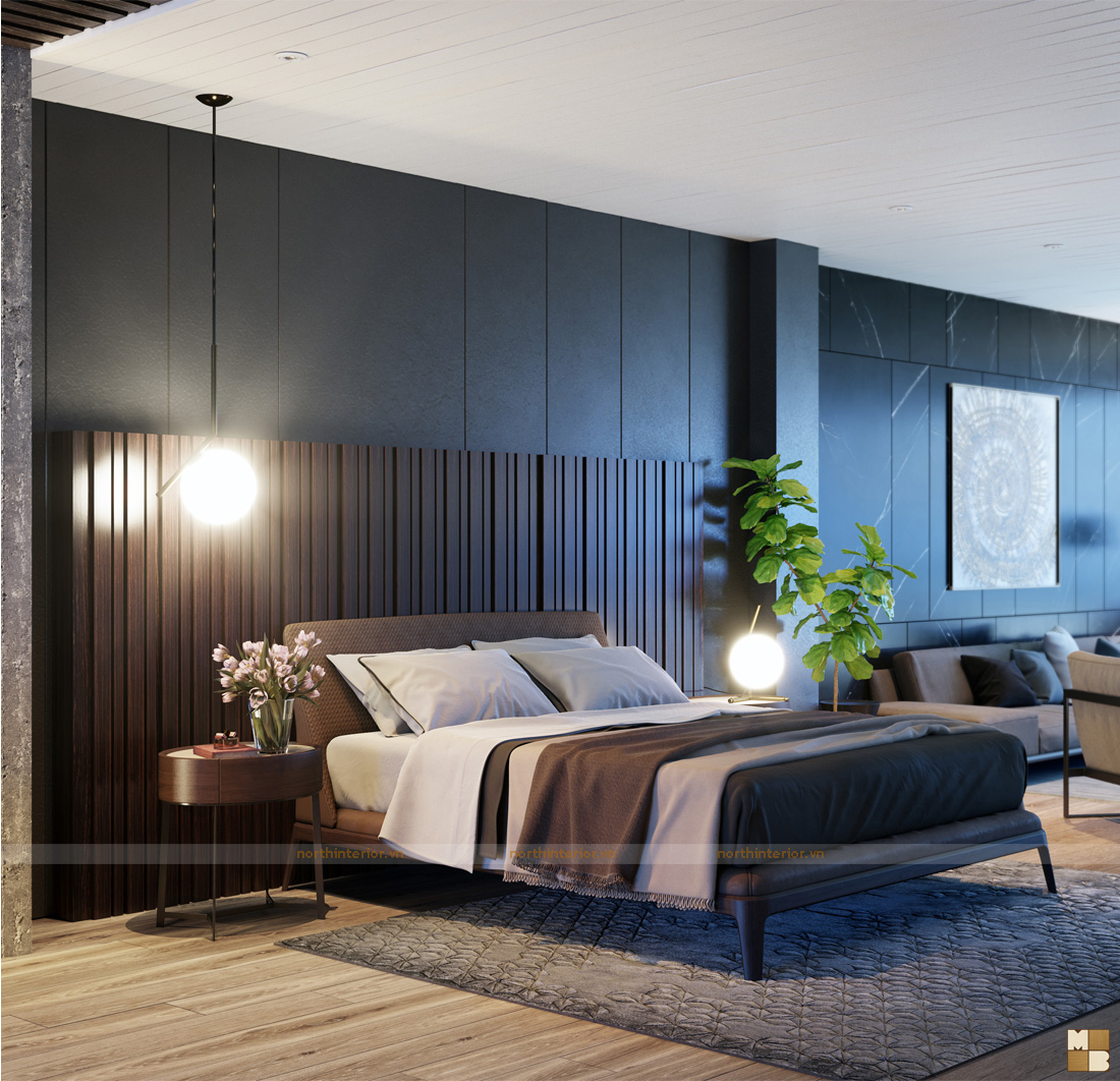 Showroom trưng bày thiết kế nội thất chung cư cao cấp tại Long Biên - Phòng ngủ 1: sang trọng và tinh tế - H2