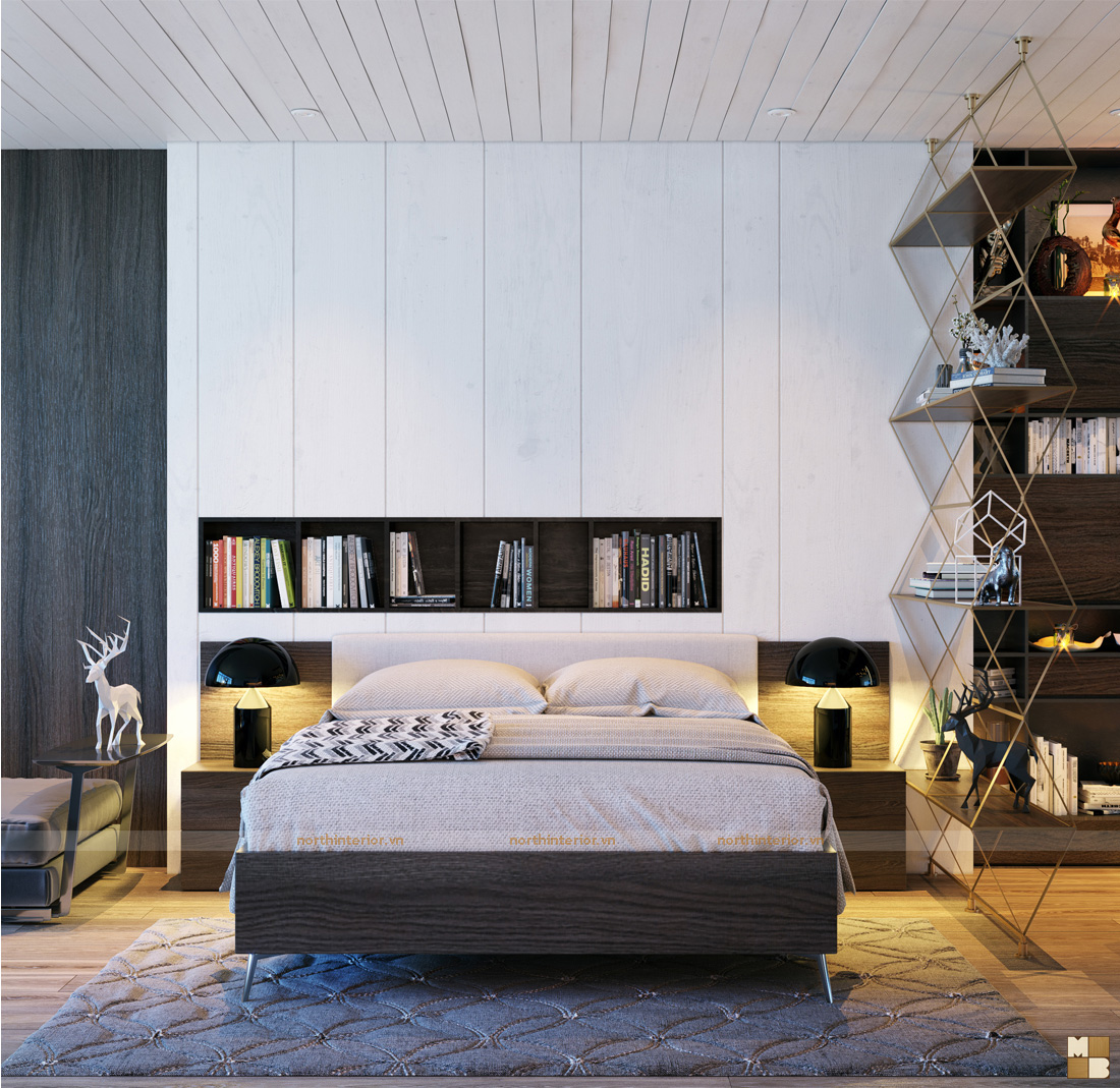 Showroom trưng bày thiết kế nội thất chung cư cao cấp tại Long Biên - Phòng ngủ 2: cao cấp và hiện đại - H2