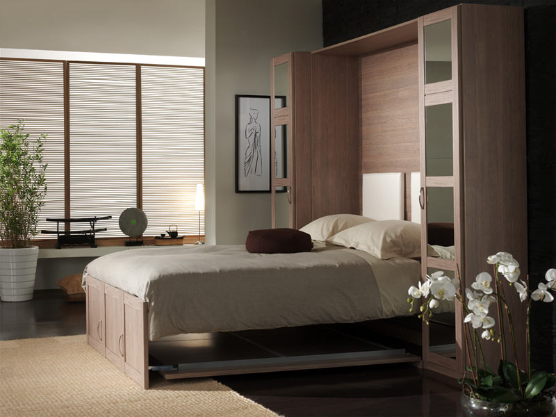Giường gấp giúp tăng 2 lần diện tích cho mẫu thiết kế phòng ngủ nhỏ 9m2