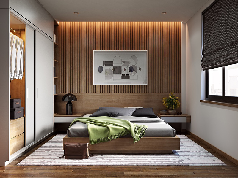 Trang trí phòng ngủ theo phong cách hàn quốc đẹp với nội thất gỗ tự nhiên