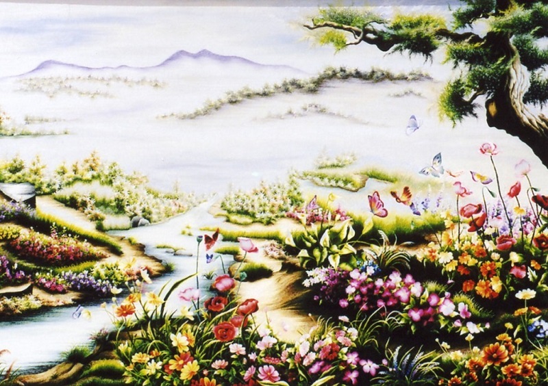 Mẫu tranh phong thủy phong cảnh mùa xuân đẹp và tràn đầy sức sống dành cho người mệnh mộc