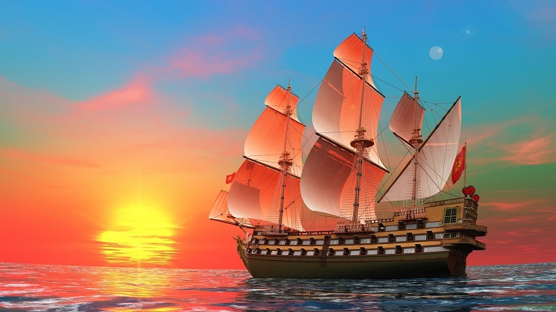 Mẫu tranh phong thủy thuyền buồm biểu tượng của sự may mắn rất thích hợp với người mệnh Thủy