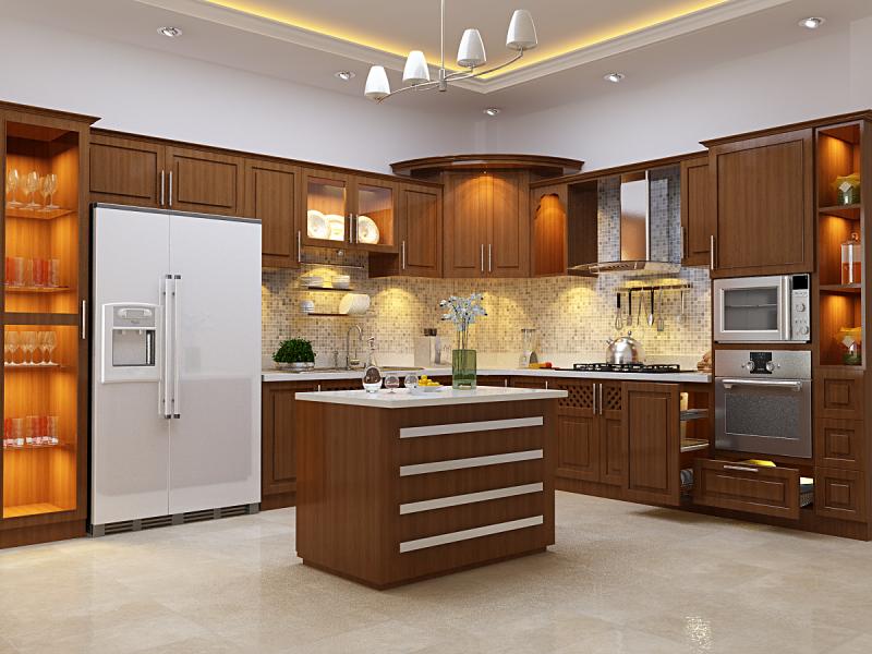 Không gian bếp nên chọn nội thất làm từ chất liệu gỗ