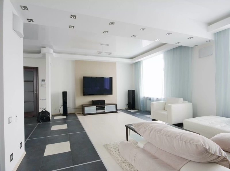 phối màu trần thạch cao với màu tường