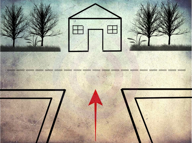 đường đâm thẳng vào nhà